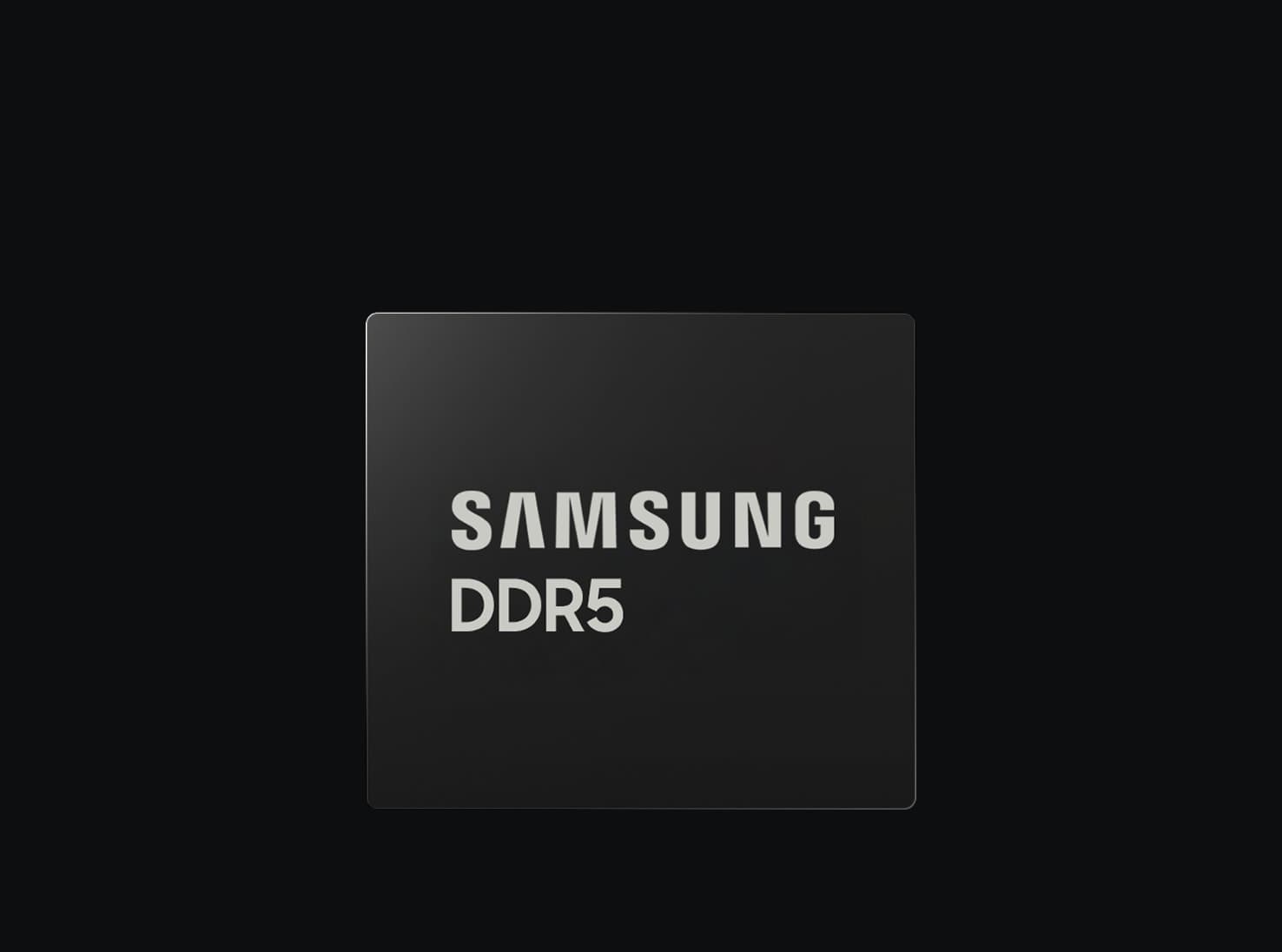 Samsung DDR5 DRAM chip, shown on a black background