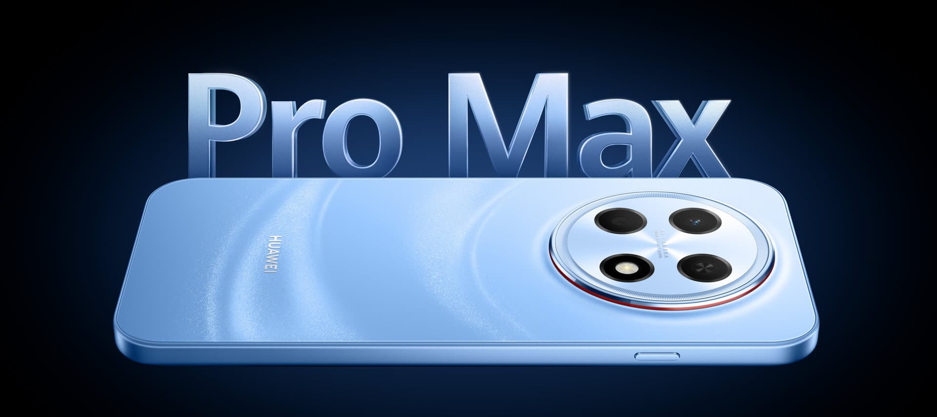 Huawei Enjoy 100 Pro Max smartphone in blue, rear view with round four-lens camera module