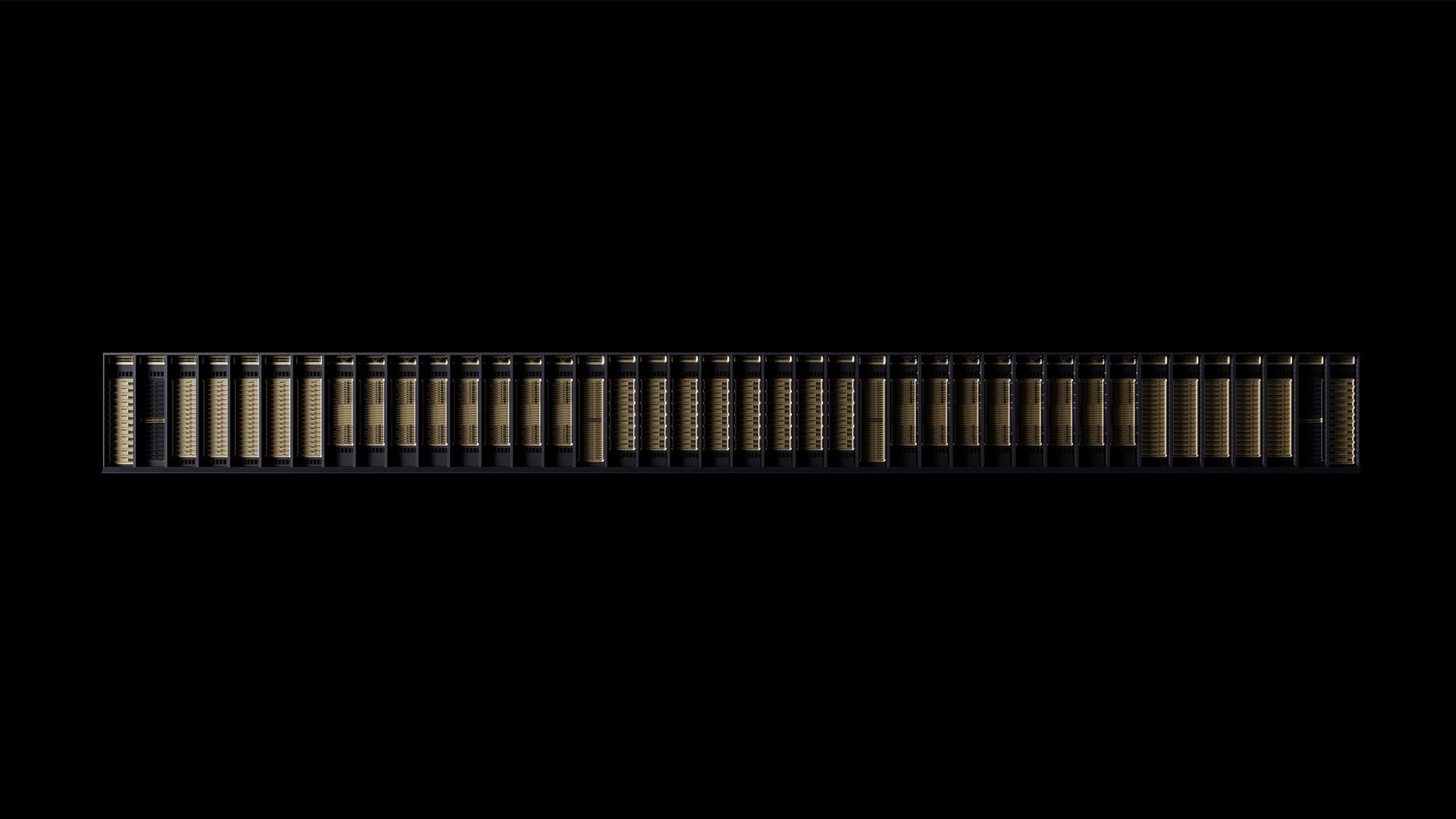 NVIDIA Vera Rubin platform: a row of rack-scale NVL72 systems, as shown in NVIDIA's press image