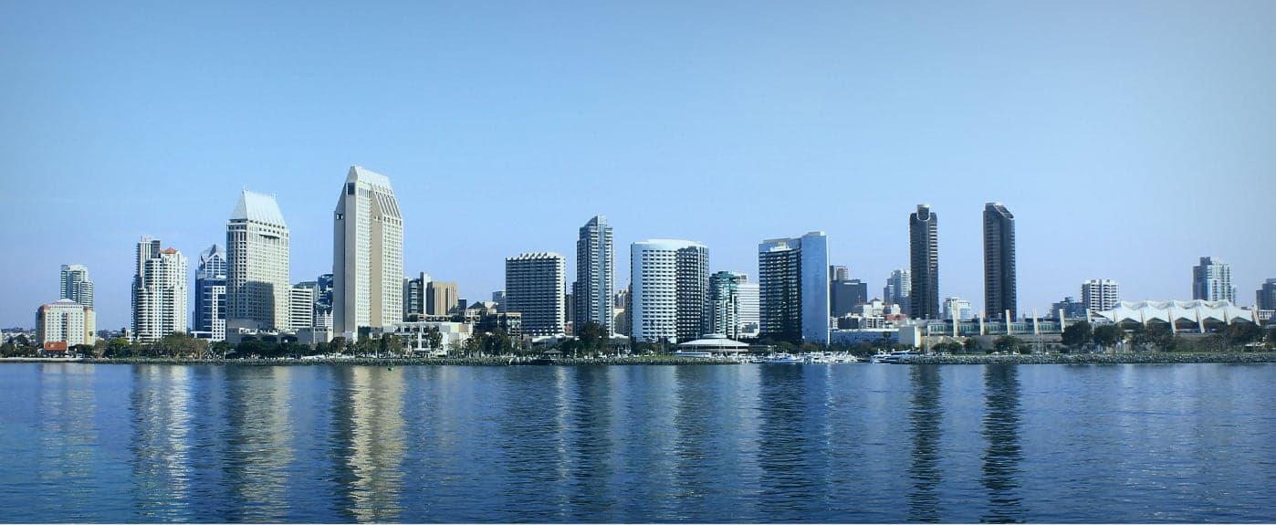 San Diego downtown skyline seen across the bay, from the City of San Diego website