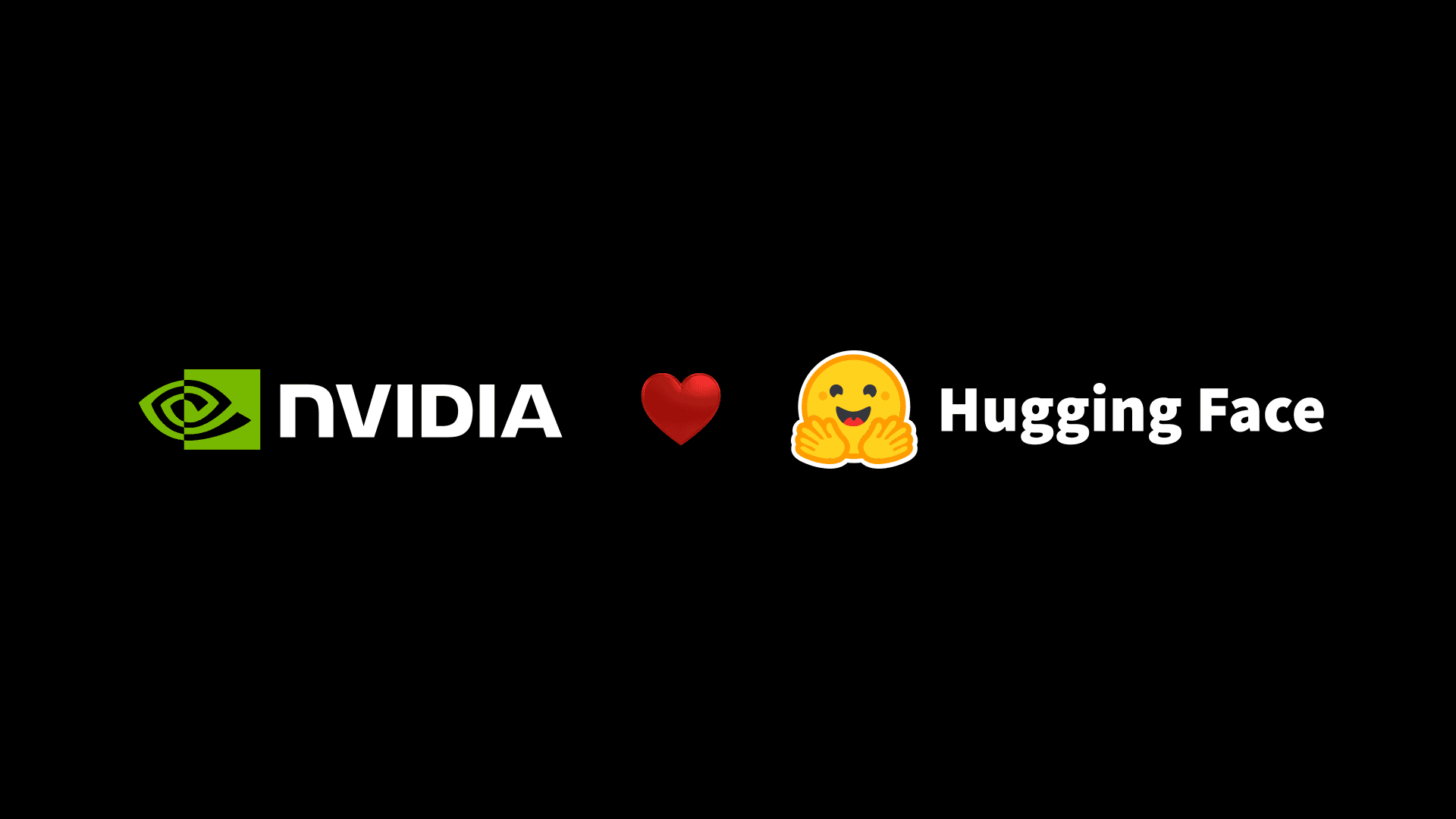 NVIDIA and Hugging Face logos side by side on black, from NVIDIA's announcement of its Hugging Face acquisition