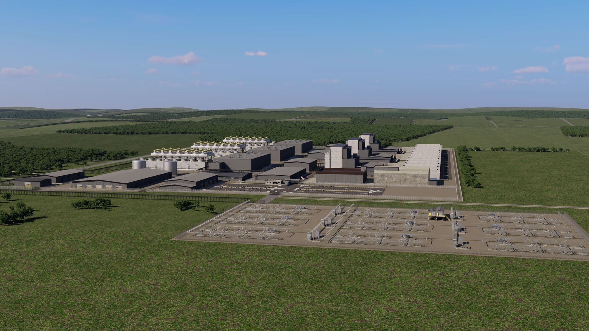 Rendering of the proposed Xe-100 nuclear plant at the former Breed station site, Sullivan County, Indiana
